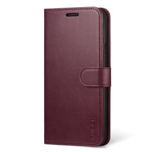 TUCCH iPhone XR Wallet Case - iPhone 10R Leather Case Cover with Stand, Flip Style, Magnetic Closure, RFID Blocking, Support Wireless Charging - Wine Red