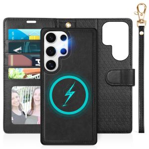 TUCCH SAMSUNG S25 Ultra Detachable Wallet Case with Wristlet, 2IN1 SAMSUNG Galaxy S25 Ultra PU Leather Cover with Removable Phone Case, Card Slots RFID Blocking Kickstand Magnetic Closure PU Leather Flip Stand Phone Cover