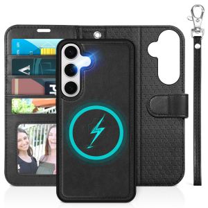 TUCCH SAMSUNG S25 Plus Detachable Wallet Case with Wristlet, 2IN1 SAMSUNG Galaxy S25 Plus PU Leather Cover with Removable Phone Case, Card Slots RFID Blocking Kickstand Magnetic Closure PU Leather Flip Stand Phone Cover