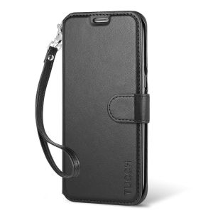 TUCCH Galaxy S7 Edge PU Leather Wallet Case with Wrist Strap