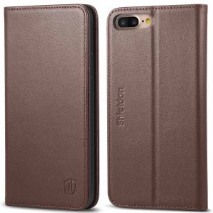 SHIELDON iPhone 8 Plus Wallet Case, iPhone 7 Plus Leather Case - Genuine Leather Cover, Magnetic Closure, Kickstand