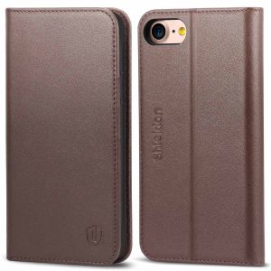 SHIELDON iPhone 7 Leather Cover with Book Style, Stand, Magnetic Closure, Genuine Leather