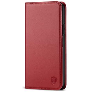 SHIELDON iPhone 11 6.1-inch Flip Leather Wallet Case - Dark Red