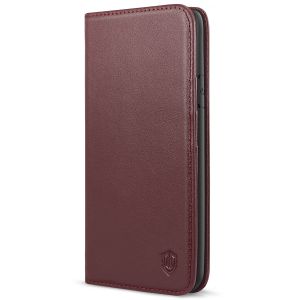 SHIELDON iPhone 7/8 / iPhone SE 2nd Leather Wallet Case with Magnetic Closure - Wine Red