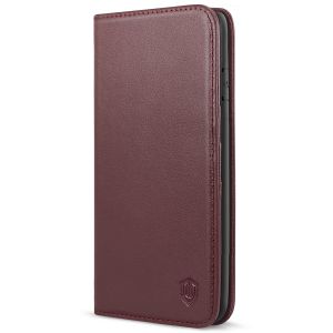 SHIELDON iPhone 7/8 Plus Leather Wallet Case with Magnetic Closure - Wine Red