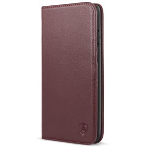 SHIELDON iPhone 7/8 Plus Leather Wallet Case with Magnetic Closure - Wine Red