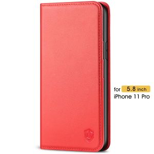 SHIELDON iPhone 11 Pro Wallet Case for Women  - iPhone 11 Pro Leather Cover with Magnetic Closure and Auto Sleep/Wake Function - Red