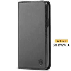 SHIELDON iPhone 11 6.1-inch Flip Leather Wallet Case - Black