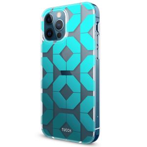 TUCCH iPhone 12 Pattern Case, iPhone 12 Pro Clear Floral Case with Hard Back Soft Frame, Pattern in the Middle Layer, Soft Flexible Shockproof TPU Case - Octagon