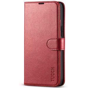 TUCCH iPhone 13 Mini Wallet Case, Mini iPhone 13 5.4-inch Leather Case, Folio Flip Cover with RFID Blocking, Stand, Credit Card Slots, Magnetic Clasp Closure - Dark Red