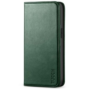 TUCCH iPhone 13 Pro Wallet Case, iPhone 13 Pro PU Leather Case with Folio Flip Book Style, Kickstand, Card Slots, Magnetic Closure - Midnight Green