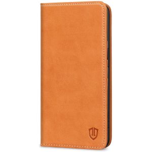 SHIELDON iPhone 15 Pro Genuine Leather Wallet Case, iPhone 15 Pro Flip Case - Brown