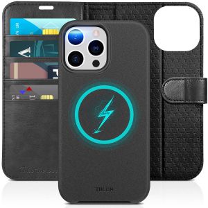 TUCCH iPhone 15 Pro Max Magnetic Detachable Leather Case, 2in1 Wallet case Magsafe Compatible, Wireless Charging Removable Phone Case, Card Slots, RFID Blocking, Stand, Bumps Protective Case for iPhone 15 Pro Max 6.7-inch
