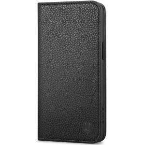 SHIELDON iPhone 15 Pro Max Genuine Leather Wallet Case, iPhone 15 Pro Max Fold Phone Case - Full Grain Black