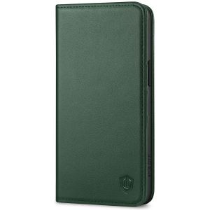 SHIELDON iPhone 15 Pro Max Genuine Leather Wallet Case, iPhone 15 Pro Max Front Cover Leather Case - Midnight Green