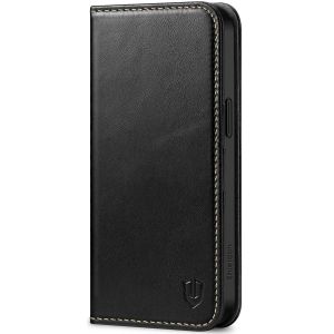 SHIELDON iPhone 15 Pro Max Genuine Leather Wallet Case, iPhone 15 Pro Max Phone Flip Case - Retro Black