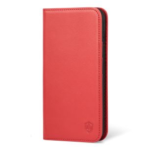 SHIELDON iPhone XR Leather Case, iPhone 10R Genuine Leather Folio Wallet Magnetic Protective Case with Shock Absorbing, RFID Blocking, Card Holder, Kickstand - Red