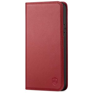 SHIELDON iPhone XS Leather Case, iPhone X / XS Wallet Case, Auto Sleep/Wake Up, RFID, Magnetic Closure, Kickstand - Dark Red