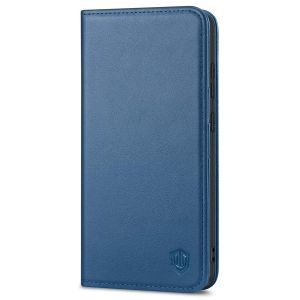 SHIELDON SAMSUNG GALAXY S21FE Flip Folio Book Kickstand Case, SAMSUNG S21 FE Genuine Leather Wallet Case - Royal Blue