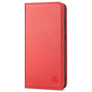 SHIELDON SAMSUNG GALAXY S21FE Flip Folio Book Kickstand Case, SAMSUNG S21 FE Genuine Leather Wallet Case - Red