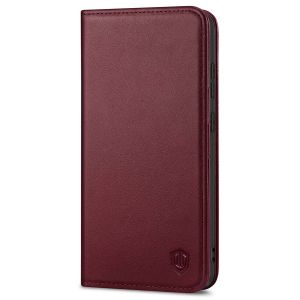 SHIELDON SAMSUNG GALAXY S21FE Flip Folio Book Kickstand Case, SAMSUNG S21 FE Genuine Leather Wallet Case - Wine Red