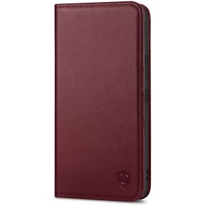 SHIELDON SAMSUNG Galaxy A53 Wallet Case, SAMSUNG A53 Genuine Leather Case RFID Blocking Card Holder Magnetic Closure Kickstand Protective Book Flip Folio Cover - Wine Red