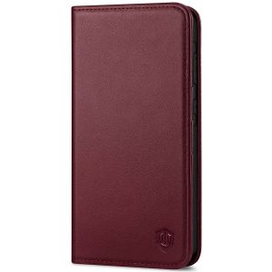 SHIELDON SAMSUNG Galaxy A55 Wallet Case, SAMSUNG A55 Genuine Leather Case RFID Blocking Card Holder Magnetic Closure Kickstand Protective Book Flip Folio Cover - Wine Red