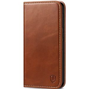 SHIELDON SAMSUNG Galaxy A55 Wallet Case, SAMSUNG A55 Genuine Leather Case RFID Blocking Card Holder Magnetic Closure Kickstand Protective Book Flip Folio Cover - Retro Brown