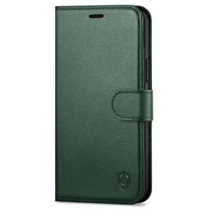 SHIELDON iPhone 12 Pro Max Wallet Case, Genuine Leather Folio Cover with Kickstand and Magnetic Closure for iPhone 12 Pro Max 6.7-inch 5G Midnight Green