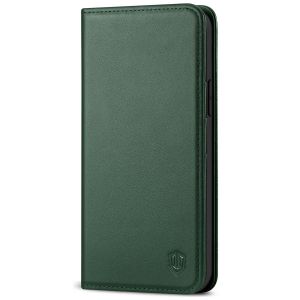 SHIELDON iPhone 13 Pro Wallet Case, iPhone 13 Pro Genuine Leather Cover with Magnetic Closure - Midnight Green