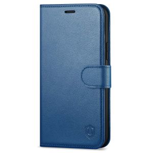 SHIELDON iPhone 13 Pro Wallet Case, iPhone 13 Pro Genuine Leather Cover with Magnetic Clasp - Royal Blue