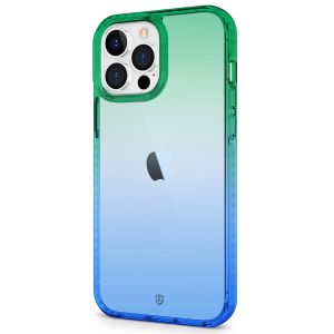 SHIELDON iPhone 13 Pro Max Clear Case Anti-Yellowing, Transparent Thin Slim Anti-Scratch Shockproof PC+TPU Case with Tempered Glass Screen Protector for iPhone 13 Pro Max 5G - Blue&Green