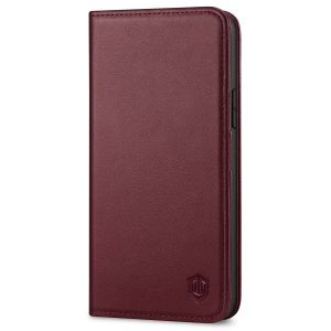 SHIELDON iPhone 13 Wallet Case, iPhone 13 Genuine Leather Cover with RFID Blocking, Book Folio Flip Kickstand Magnetic Closure - Wine Red