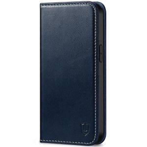 SHIELDON iPhone 13 Pro Max Wallet Case, iPhone 13 Pro Max Genuine Leather Cover - Dark Blue - Retro