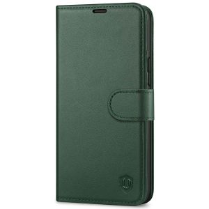 SHIELDON iPhone 13 Mini Genuine Leather Case, iPhone 13 Mini Wallet Cover with Magnetic Clasp Closure - Midnight Green