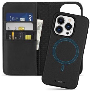 SHIELDON iPhone 15 Pro Leather Detachable Wallet, iPhone 15 Pro Genuine Leather Case 2in1, MagSafe & Wireless Charging Compatible, Magnetic, Card Holders Kickstand Shockproof, Removable Flip Protective Cover for iPhone 15 Pro 6.1-inch