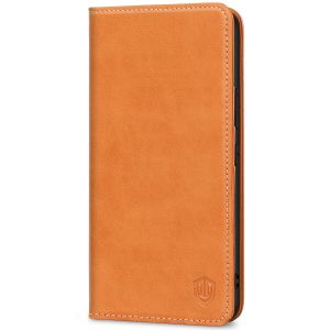 SHIELDON SAMSUNG S22 Wallet Case - SAMSUNG GALAXY S22 Genuine Leather Case Folio Cover - Brown