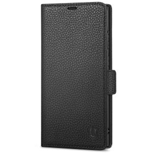 SHIELDON SAMSUNG Galaxy S23 Ultra Wallet Case, SAMSUNG S23 Ultra Leather Cover Flip Folio Book Case - Black - Full Grain