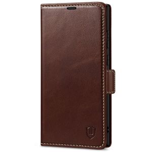 SHIELDON SAMSUNG Galaxy S23 Ultra Wallet Case, SAMSUNG S23 Ultra Leather Cover Flip Folio Book Case - Coffee - Retro