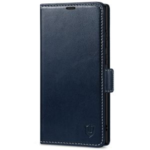 SHIELDON SAMSUNG Galaxy S23 Ultra Wallet Case, SAMSUNG S23 Ultra Leather Cover Flip Folio Book Case - Dark Blue - Retro