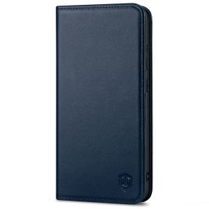 SHIELDON SAMSUNG Galaxy S23 Wallet Case, SAMSUNG S23 Leather Cover Flip Folio Book Case - Navy Blue
