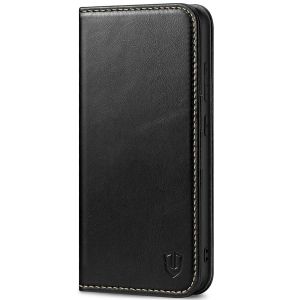 SHIELDON SAMSUNG Galaxy S24 Genuine Leather Wallet Case, SAMSUNG S24 Flip Case Folio Book Magnet Cover - Retro Black