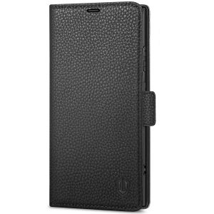 SHIELDON SAMSUNG Galaxy S24 Ultra Wallet Case, SAMSUNG S24 Ultra Leather Cover Flip Folio Book Case - Black - Full Grain