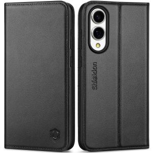 SHIELDON SAMSUNG Galaxy S25 Edge Wallet Case, SAMSUNG S25 Edge Genuine Leather Case RFID Blocking Card Holder Fold Book Folio Flip Magnetic Closure Kickstand Protective Cover for SAMSUNG S25 Edge 5G (2025)
