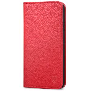 SHIELDON iPhone 8 Wallet Case - iPhone 7 Genuine Leather Kickstand Case - Red - Litchi Pattern