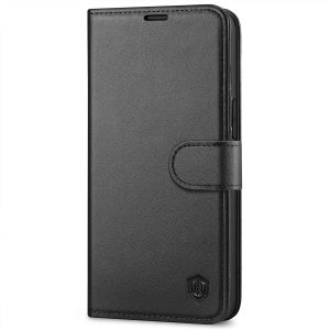 SHIELDON iPhone 14 Wallet Case, iPhone 14 Genuine Leather Cover Book Folio Flip Kickstand Case with Magnetic Clasp - Black