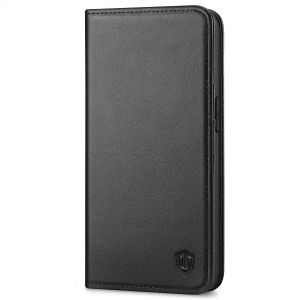 SHIELDON iPhone 14 Leather Case, iPhone 14 Genuine Leather Cover with Card Holder, RFID Blocking, with Flip Kickstand Magnetic Closure - Black
