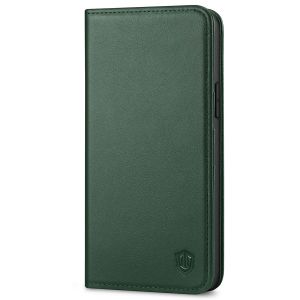 SHIELDON iPhone 14 Plus Wallet Case, iPhone 14 Plus Genuine Leather Cover with RFID Blocking, Book Folio Flip Kickstand Magnetic Closure - Midnight Green