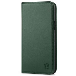 SHIELDON iPhone 14 Plus Wallet Case, iPhone 14 Plus Genuine Leather Cover with RFID Blocking, Book Folio Flip Kickstand Magnetic Closure - Midnight Green