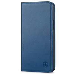 SHIELDON iPhone 14 Plus Wallet Case, iPhone 14 Plus Genuine Leather Cover with RFID Blocking, Book Folio Flip Kickstand Magnetic Closure - Royal Blue